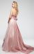 Strapless Floral Pattern Satin & Mesh Prom Ball Gown back